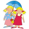 Girls and umbrella