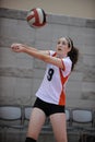 High School Girls Volleyball Action. Royalty Free Stock Photo