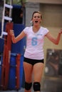 High School Girls Volleyball Action. Royalty Free Stock Photo