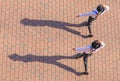 Girls walking in parade in costume