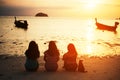 Girls watcjing sunrise together Royalty Free Stock Photo