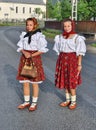 Girls wearing traditional costume in Romania