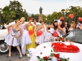 girls in wedding dresses at the festival of brides in Yalta on the 3rd of October 2011. Ukraine