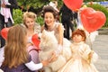 girls in wedding dresses at the festival of brides in Yalta on the 3rd of October 2011. Ukraine