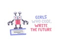 Female robot with cool lettering concept design