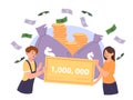 Girls wins money vector concept