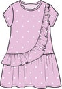 Girls and Women Wear Knit Dress with Frills