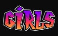 Girls word trippy psychedelic graffiti style letters.Vector hand drawn doodle cartoon logo girls illustration. Funny