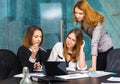 Three business women working in office Royalty Free Stock Photo
