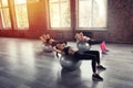 Girls working out at a gym with the gymball Royalty Free Stock Photo