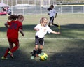 Girls Youth Soccer Football Players Running for the Ball Royalty Free Stock Photo