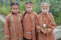 Girls in yukagir traditional dress indigenous Arctic ethnic group