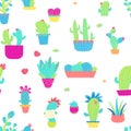 Girly cactus  seamless pattern Royalty Free Stock Photo