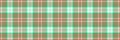 Girly fabric background tartan, us seamless textile texture. Overlayed plaid check vector pattern in light and mint colors Royalty Free Stock Photo