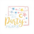 Girly Pajama Party Invitation Card Template With Garlands Inviting Kids For The Slumber Pyjama Overnight Sleepover