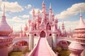 Girly Pink princess castle tower. Generate Ai