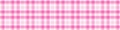 Girly pink seamless plaid vector border. Gingham bright color checker banner. Woven tweed edging.