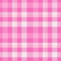 Girly Pink Seamless Plaid Vector Pattern. Gingham Bright Color Checker Background. Woven Tweed All Over Print.