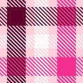 Girly pink seamless plaid vector pattern. Gingham bright color checker background. Woven tweed all over print.