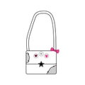 Girly shoulder bag with patches and badges. Gothic aesthetic in y2k, 90s, 00s and 2000s style. Emo Goth tattoo sticker