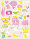 Girly sticker set with cutline Royalty Free Stock Photo