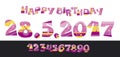 Girly style pink color birthday lettering