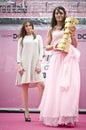Giro d'Italia Miss with cup. Royalty Free Stock Photo