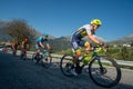 Giro di lombardia cyclists climbing the climb of the Zambla hill