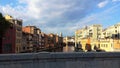 Girona is beautiful old city on the river. Royalty Free Stock Photo