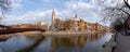 Cityscape view and buildings around the River Onyar in Girona, Spain Royalty Free Stock Photo