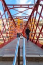 Eiffel Bridge constructed by Gustave Eiffel over the Onyar River in Girona, Spain Royalty Free Stock Photo