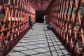 Red metalic Eiffel Bridge Girona in Catalonia, Spain Royalty Free Stock Photo