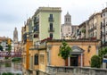 Girona Cathedral and houses along Onyar river, Spain Royalty Free Stock Photo