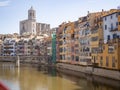 Girona City Spain view from the Eiffel bridge over Onyar