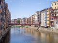 Girona City Spain view on red the Eiffel bridge