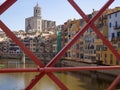 Girona City Spain view from the Eiffel bridge over Onyar