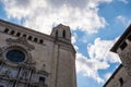 Girona main landmark Gothic Cathedral high tower facade