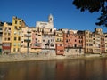 Girona panoramic view from Onyar river Royalty Free Stock Photo