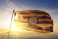 Girona province of Spain flag textile cloth fabric waving on the top