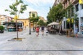 Girona, Spain, August 2018. The main street of the old town on a hot summer day. Royalty Free Stock Photo