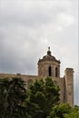 Girona, Spain, August 2018. Stormy sky over the city, historic buildings and nature. Royalty Free Stock Photo