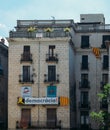 Catalonia Independence Flags on balconies in Girona, Catolonia, Spain