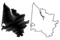 Gironde Department France, French Republic, Nouvelle-Aquitaine region map vector illustration, scribble sketch Gironda map Royalty Free Stock Photo