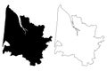 Gironde Department France, French Republic, Nouvelle-Aquitaine region map vector illustration, scribble sketch Gironda map Royalty Free Stock Photo