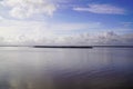 Gironde and Dordogne rivers meet in Garonne river in Blaye city france