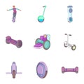 Giroskuter icons set, cartoon style Royalty Free Stock Photo