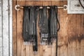 Girths in front of a stable door Royalty Free Stock Photo