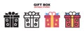 Gist Box icon set with different styles. Editable stroke and pixel perfect. Can be used for web, mobile, ui and more Royalty Free Stock Photo