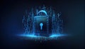 gital data protect Cyber iIluminated Padlock icon blue backgroundInformation Privacy cyberspace security protection shield Royalty Free Stock Photo