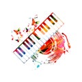 Colorful music background with piano keyboard and vinyl record disc isolated vector illustration design. Artistic music festival p Royalty Free Stock Photo